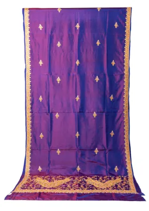 Royal Purple Pure Silk Hand Aari Embroidery Saree