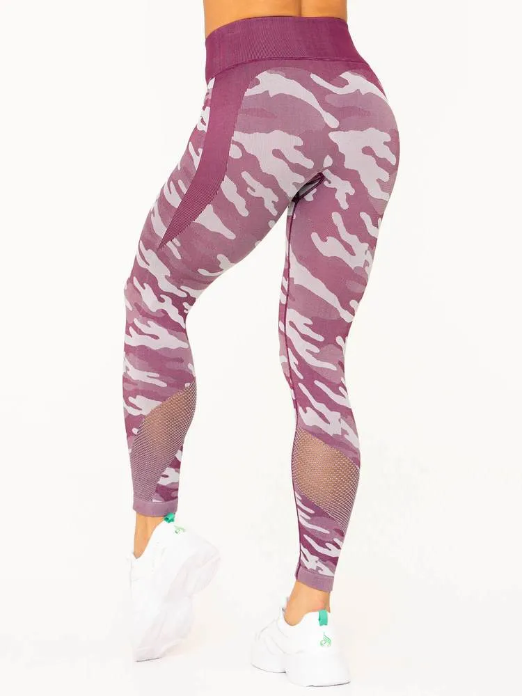 Ryderwear Camo Seamless High Waisted Leggings - Burgundy Camo