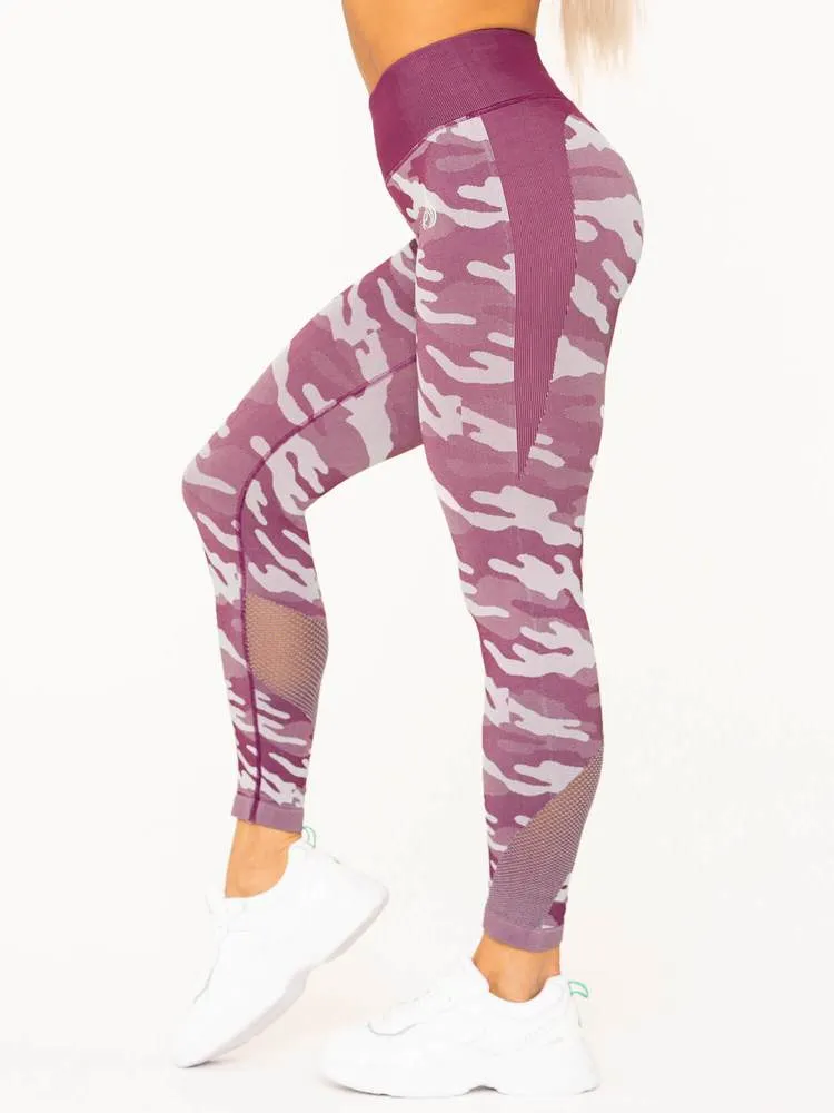 Ryderwear Camo Seamless High Waisted Leggings - Burgundy Camo