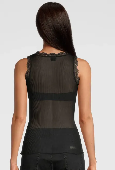 Silk top with Calais lace trim