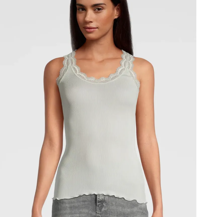 Silk top with Calais lace trim