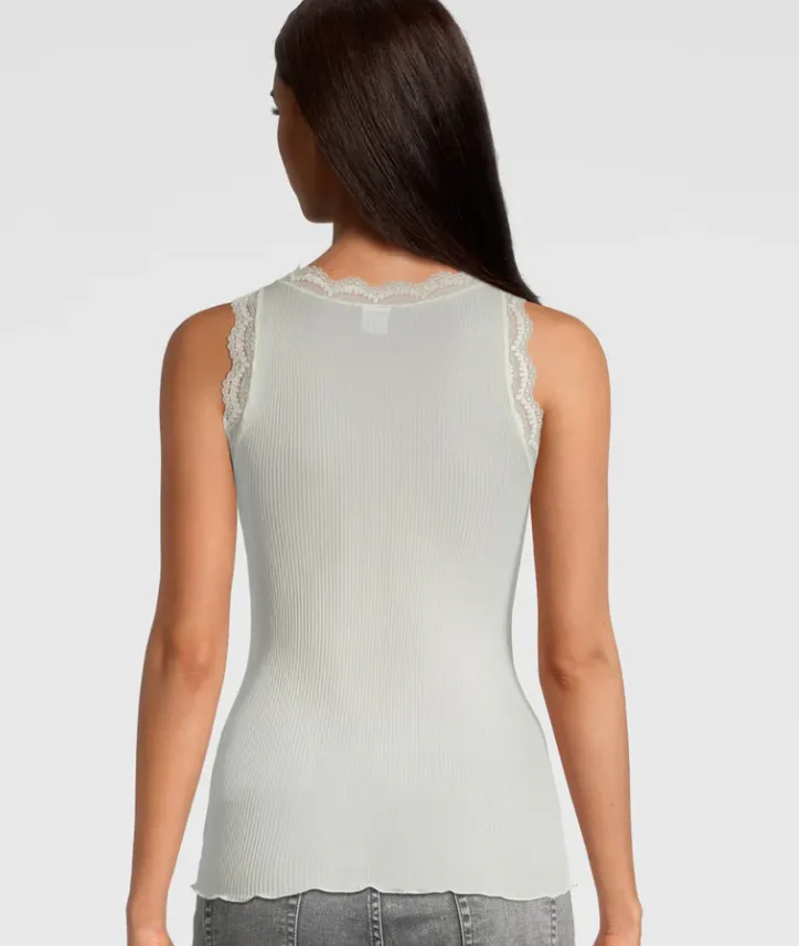Silk top with Calais lace trim