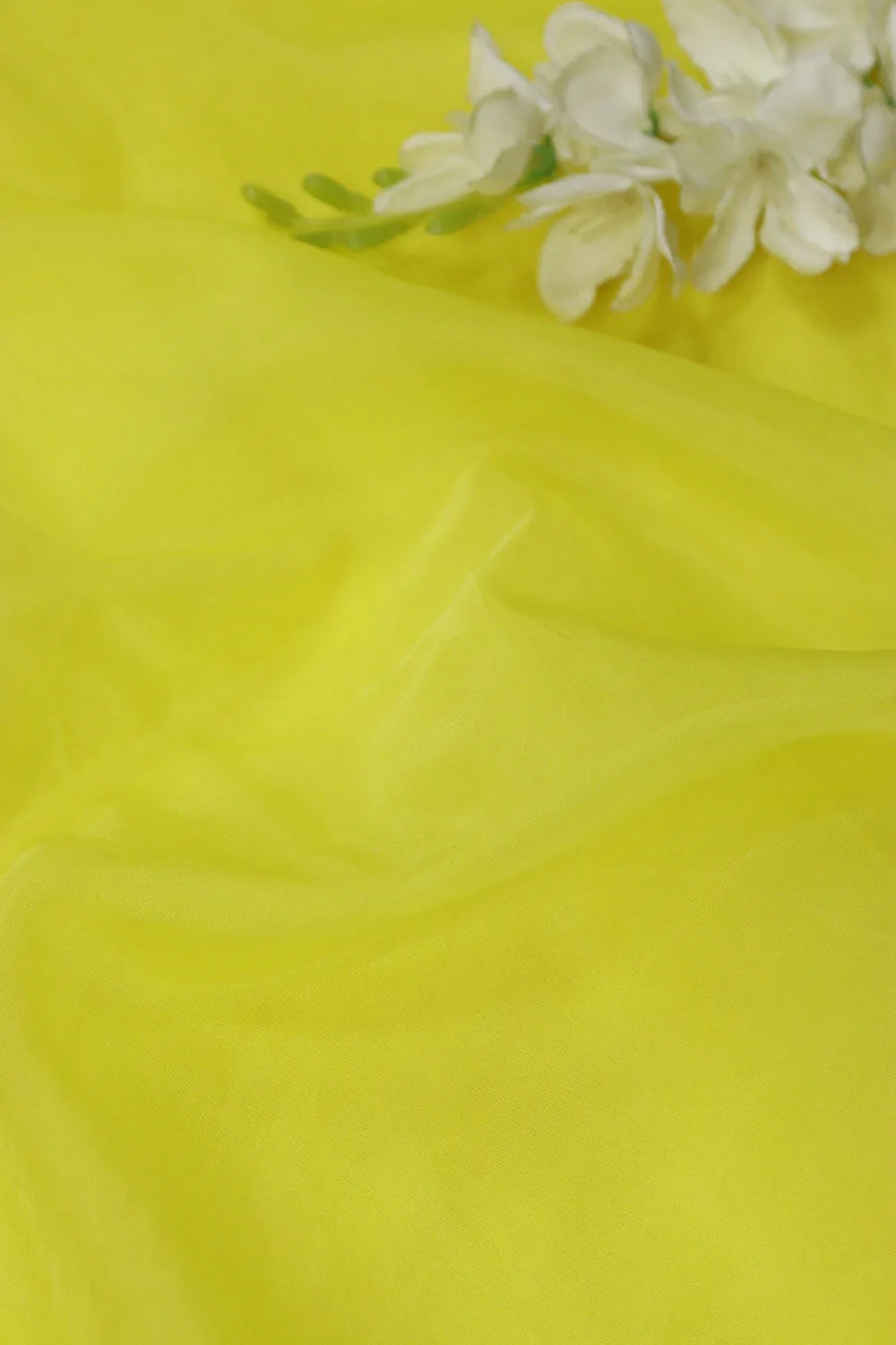 Sunshine Yellow Organza Silk Fabric - Plain Design  ( 1 Mtr )