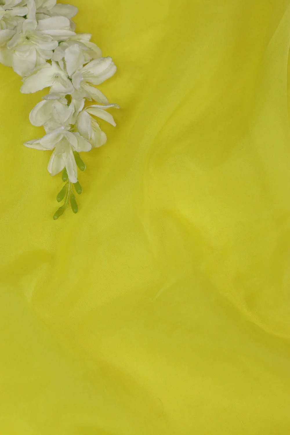 Sunshine Yellow Organza Silk Fabric - Plain Design  ( 1 Mtr )