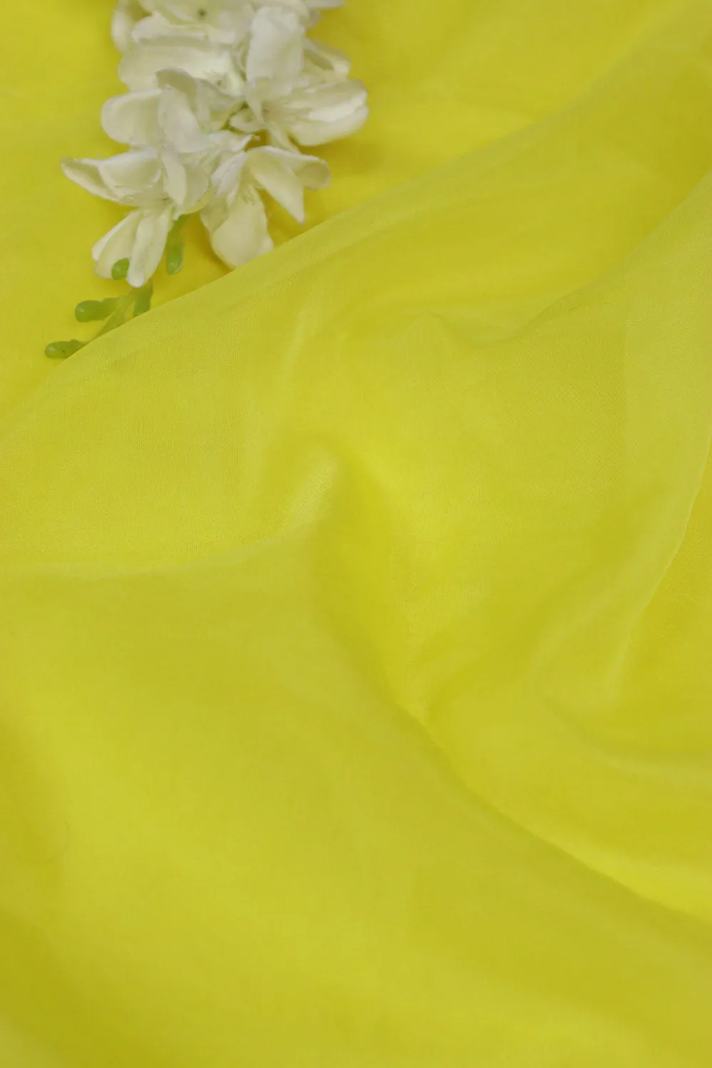 Sunshine Yellow Organza Silk Fabric - Plain Design  ( 1 Mtr )