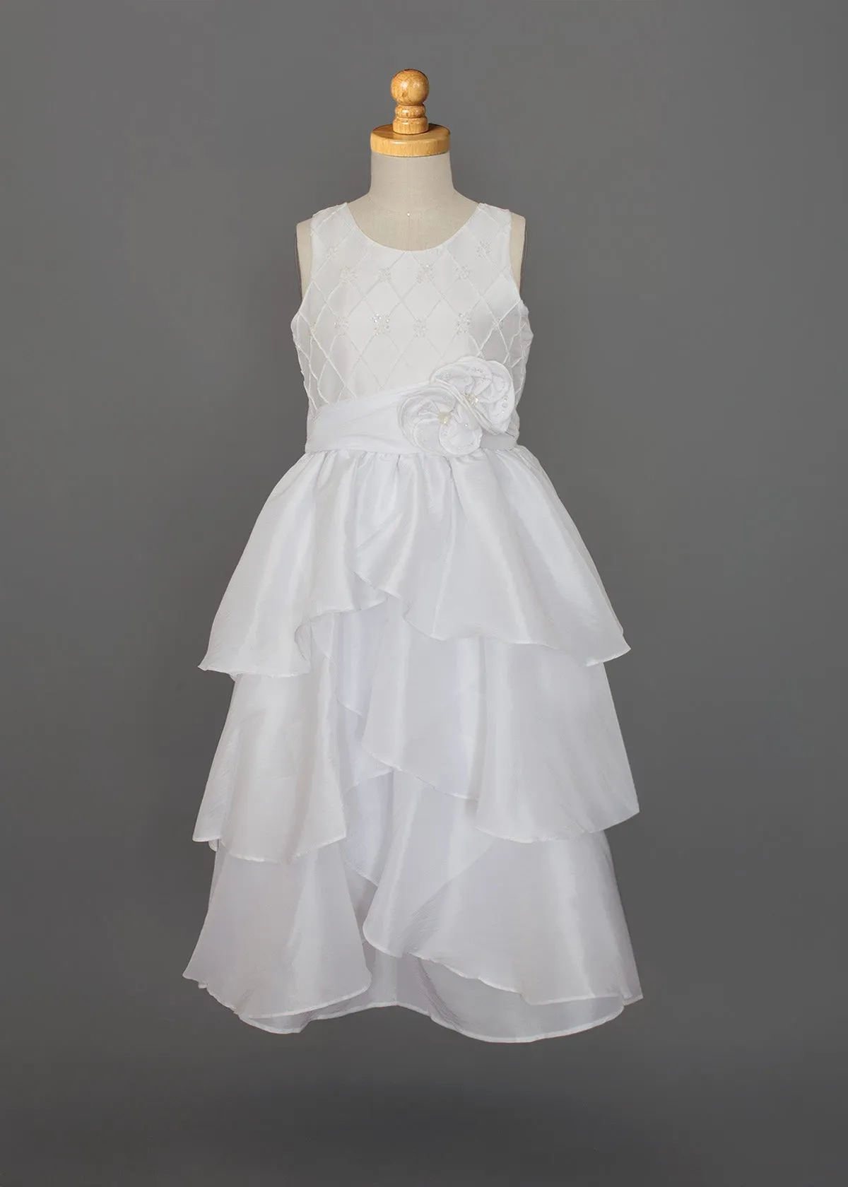 Taffeta Latice Bodice with Tiered Skirt Dress