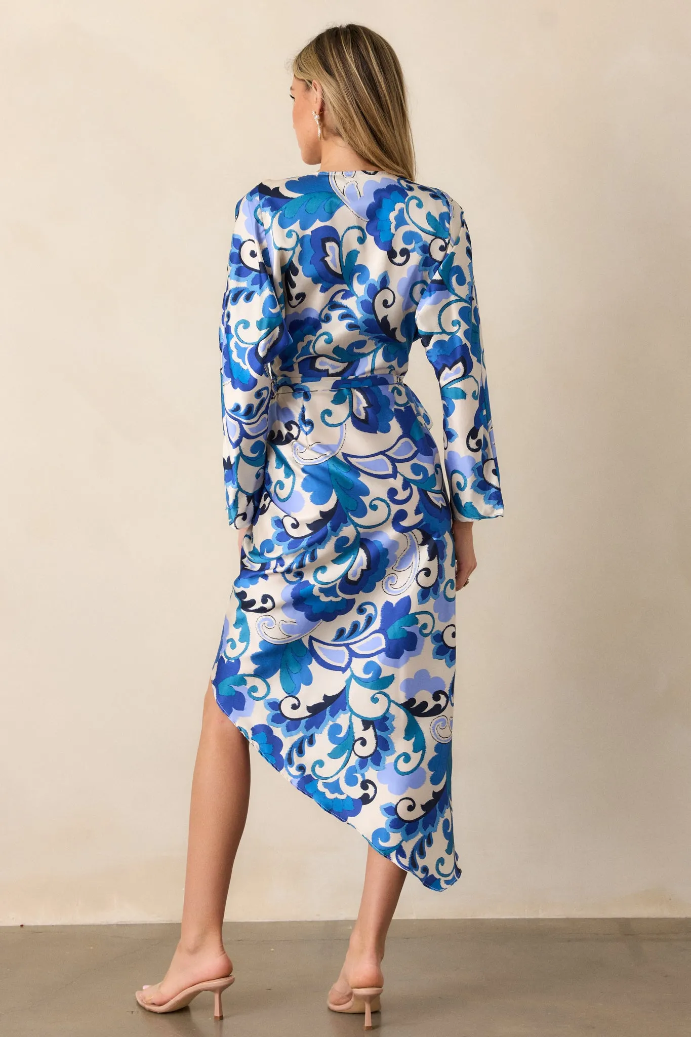 These Moments Blue Floral Wrap Midi Dress