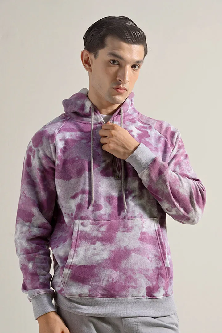 Tie & Dye Half Zipper Hoodie - Dusty Pink