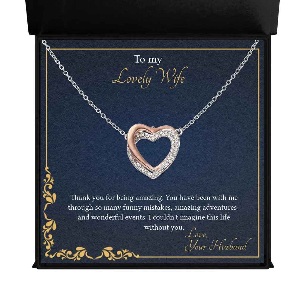 Twin Flames - Interlocking Hearts Necklace Gift for Wife from Husband, Wife Birthday Gift Anniversary Gift, Valentines Day Gift for Wife