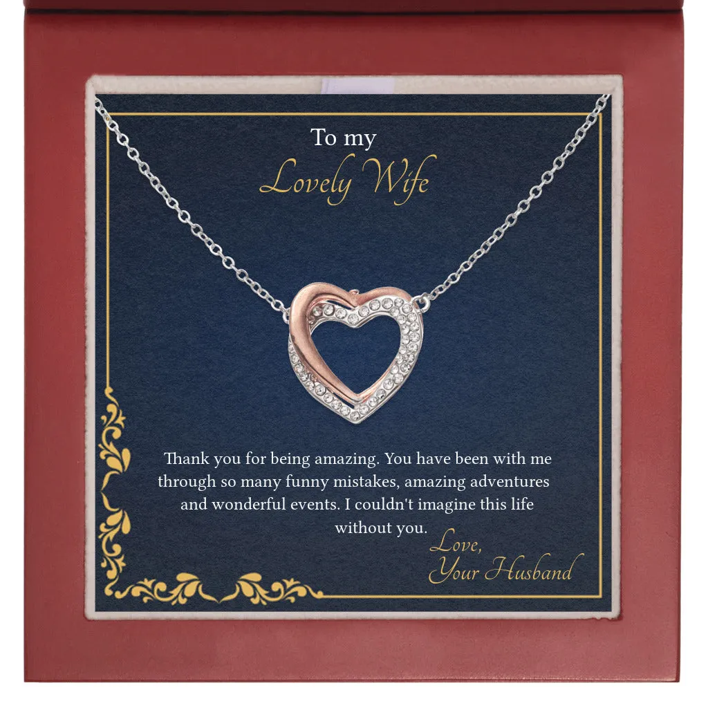 Twin Flames - Interlocking Hearts Necklace Gift for Wife from Husband, Wife Birthday Gift Anniversary Gift, Valentines Day Gift for Wife