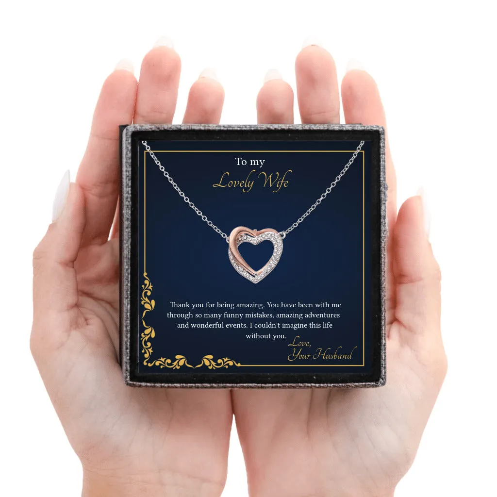 Twin Flames - Interlocking Hearts Necklace Gift for Wife from Husband, Wife Birthday Gift Anniversary Gift, Valentines Day Gift for Wife