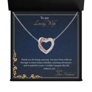 Twin Flames - Interlocking Hearts Necklace Gift for Wife from Husband, Wife Birthday Gift Anniversary Gift, Valentines Day Gift for Wife
