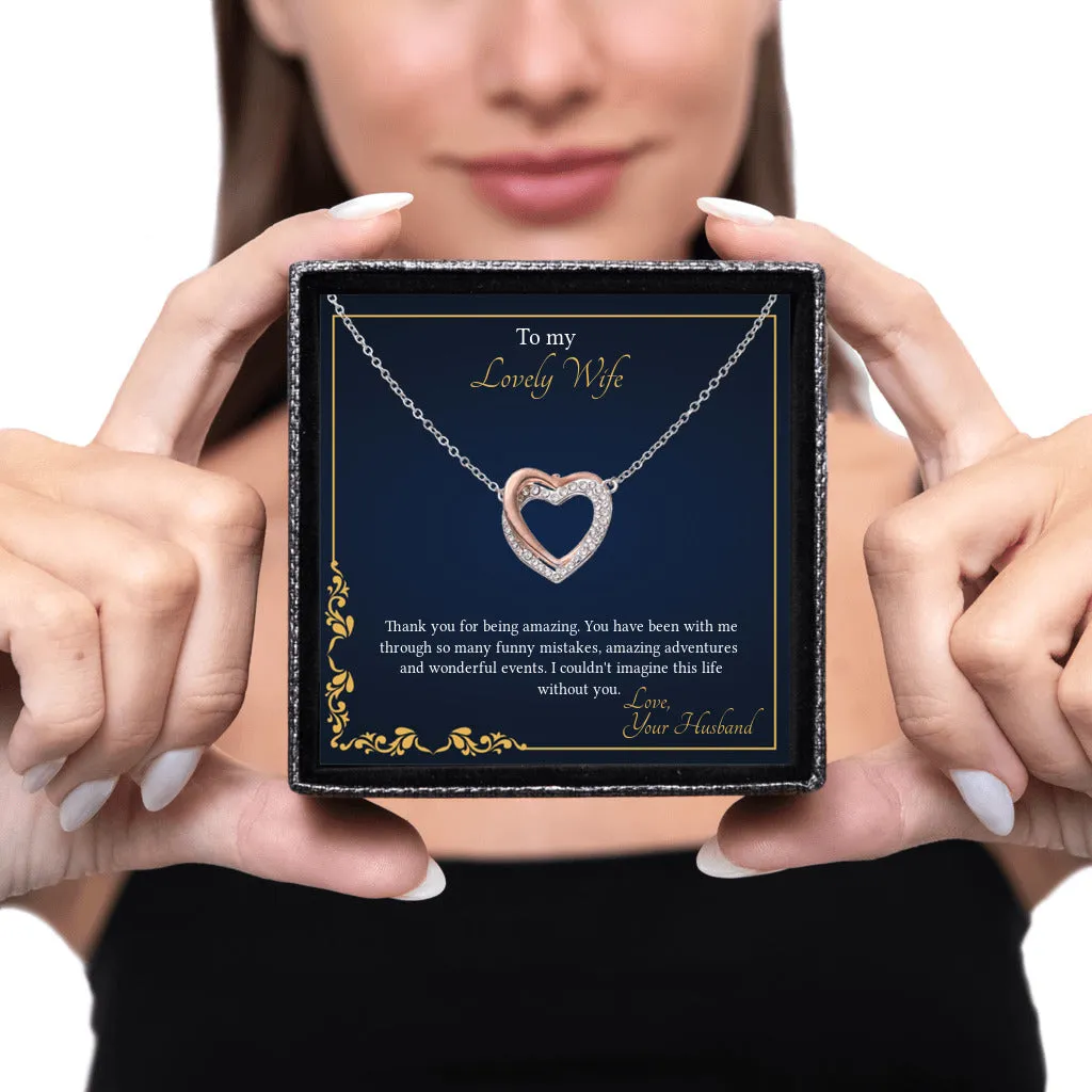 Twin Flames - Interlocking Hearts Necklace Gift for Wife from Husband, Wife Birthday Gift Anniversary Gift, Valentines Day Gift for Wife