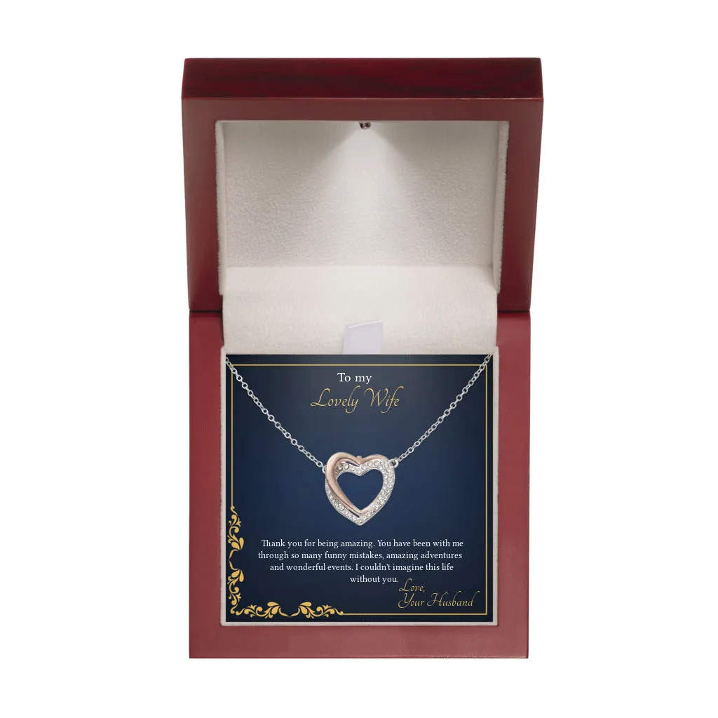 Twin Flames - Interlocking Hearts Necklace Gift for Wife from Husband, Wife Birthday Gift Anniversary Gift, Valentines Day Gift for Wife