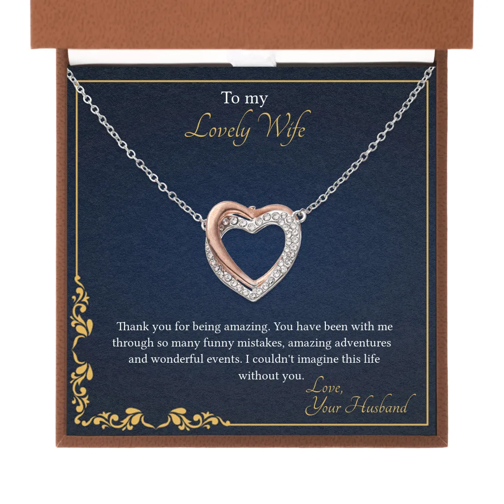 Twin Flames - Interlocking Hearts Necklace Gift for Wife from Husband, Wife Birthday Gift Anniversary Gift, Valentines Day Gift for Wife
