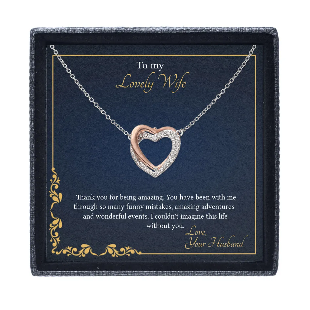 Twin Flames - Interlocking Hearts Necklace Gift for Wife from Husband, Wife Birthday Gift Anniversary Gift, Valentines Day Gift for Wife