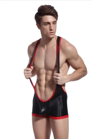 Wetlook Red Trim Wrestling Suit