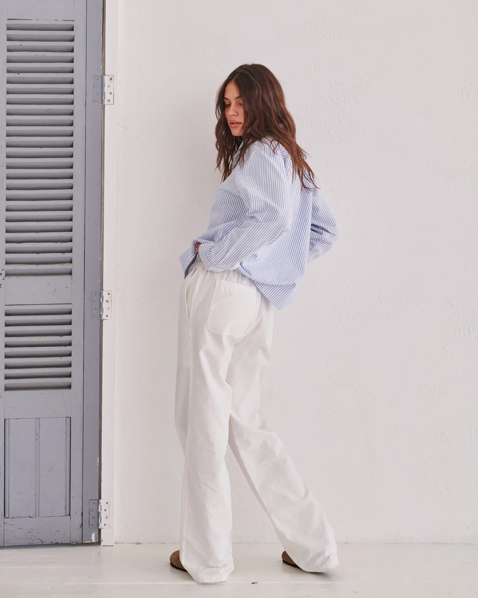 White & Blue Pinstripe Shirt