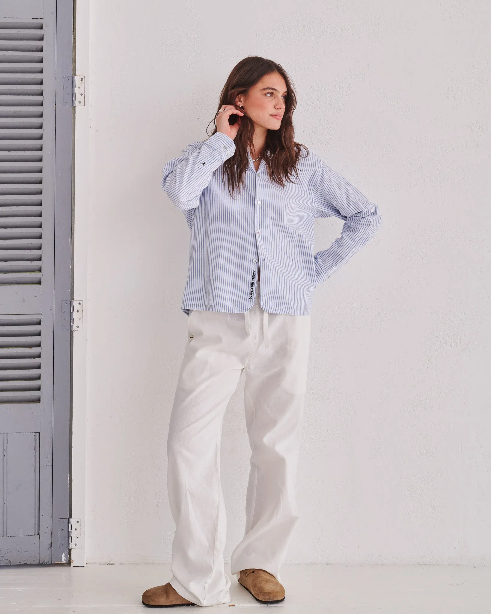 White & Blue Pinstripe Shirt