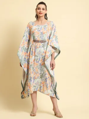 Women Multicolor Abstract Printed Kaftan Dress