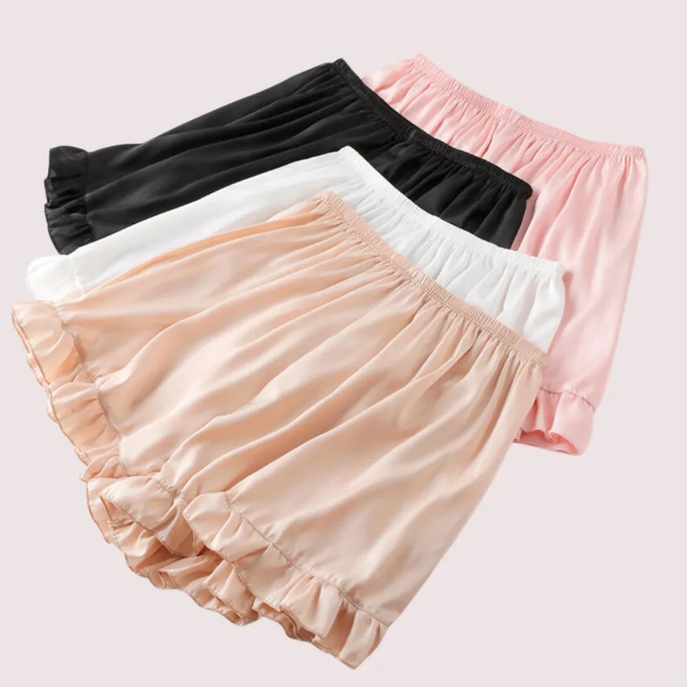 Women Ruffles Satin Faux Silk French Underwear