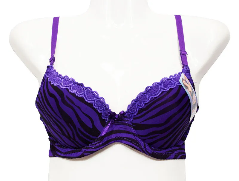 Women's Sexy Zebra Printed Full Cup Coverage Bras