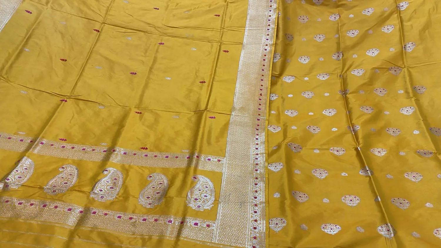 Yellow Banarasi Handloom Pure Katan Silk Suit